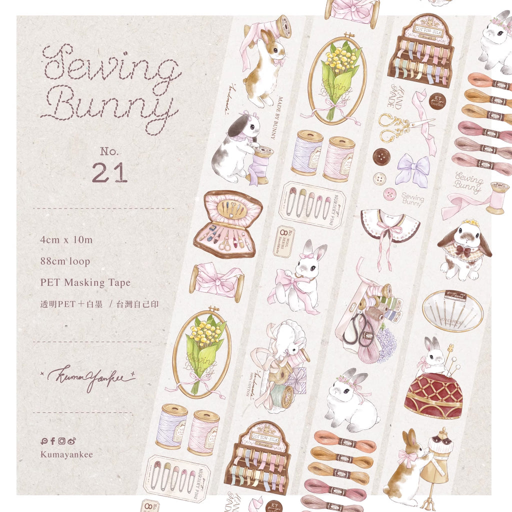 Kumayankee Clear Tape: Sewing Bunny