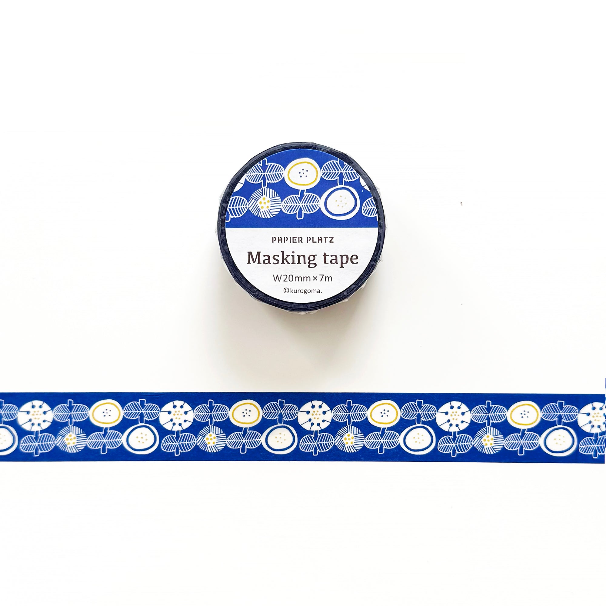 Kurogoma x Papier Platz Washi Tape: Blue and White Flowers