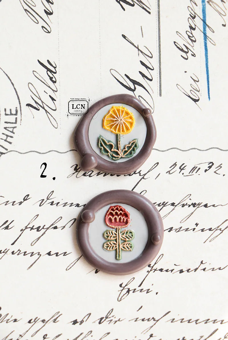 LCN Design Studio: Hand Drawn Flowers Mini Wax Seal Stamps
