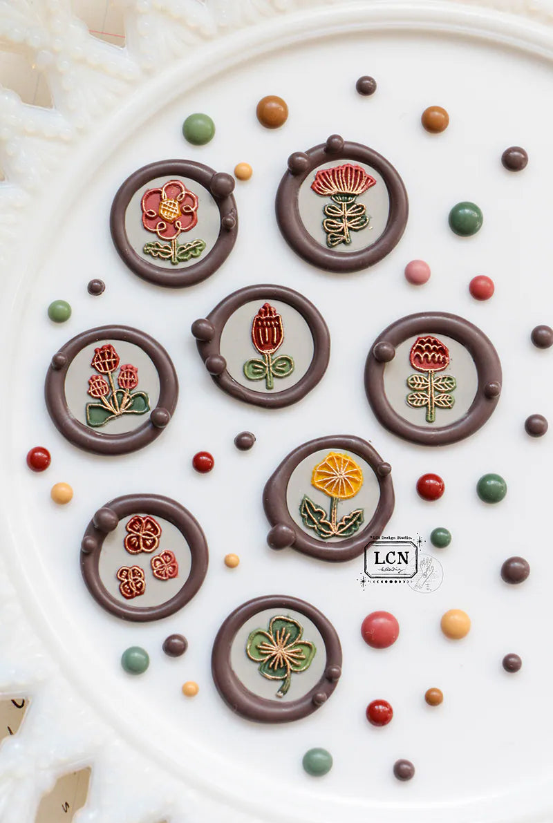 LCN Design Studio: Hand Drawn Flowers Mini Wax Seal Stamps