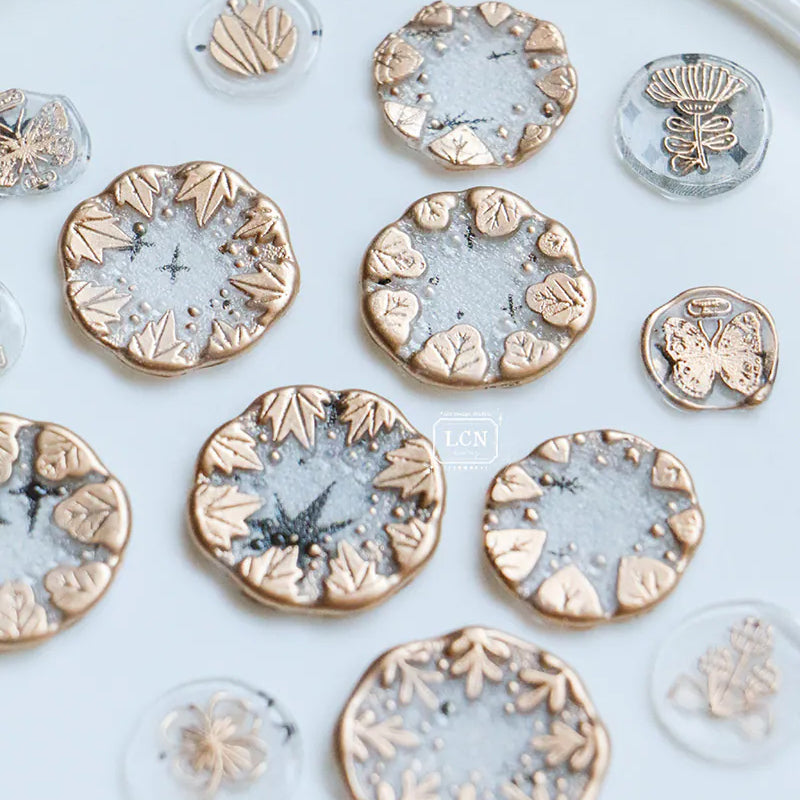 LCN Design Studio: Round Leaf Frame Wax Seal Stamps