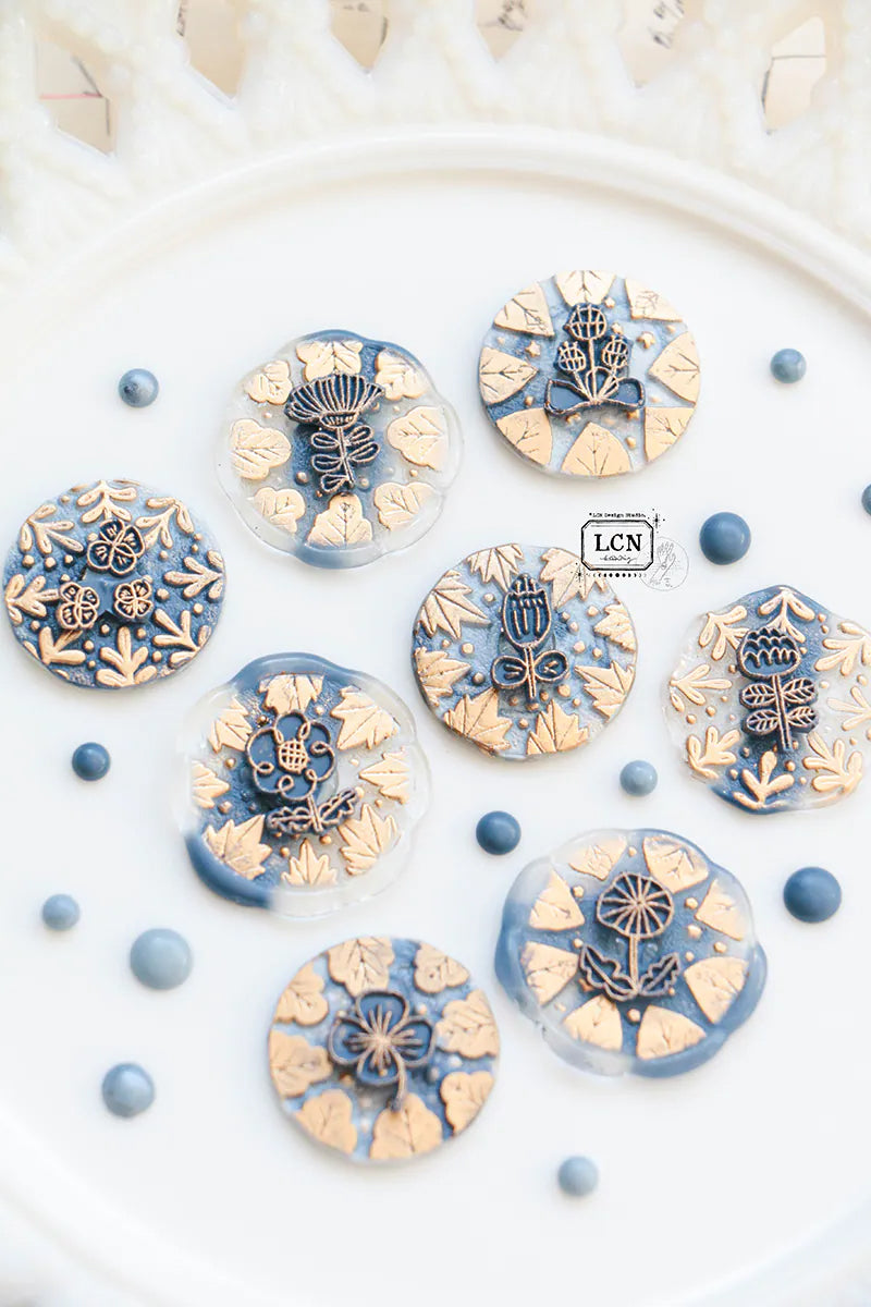 LCN Design Studio: Round Leaf Frame Wax Seal Stamps