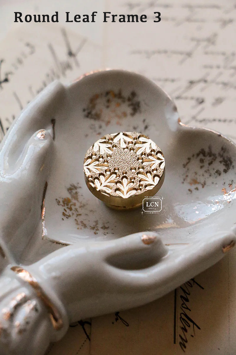 LCN Design Studio: Round Leaf Frame Wax Seal Stamps
