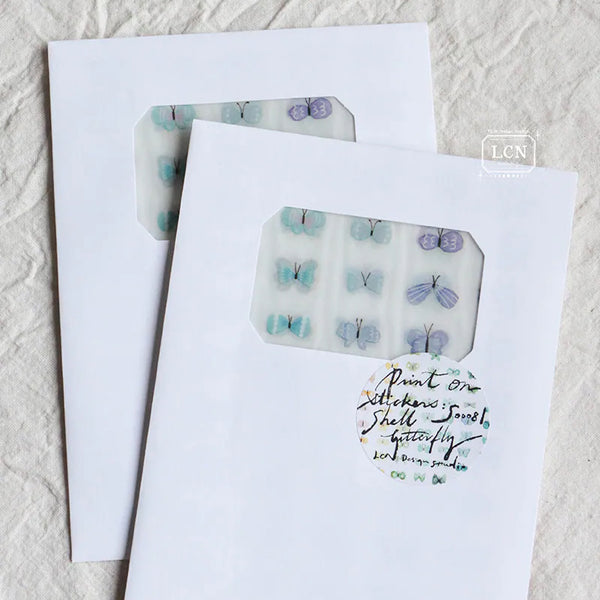 LCN Design Studio: Shell Butterflies Print On Stickers