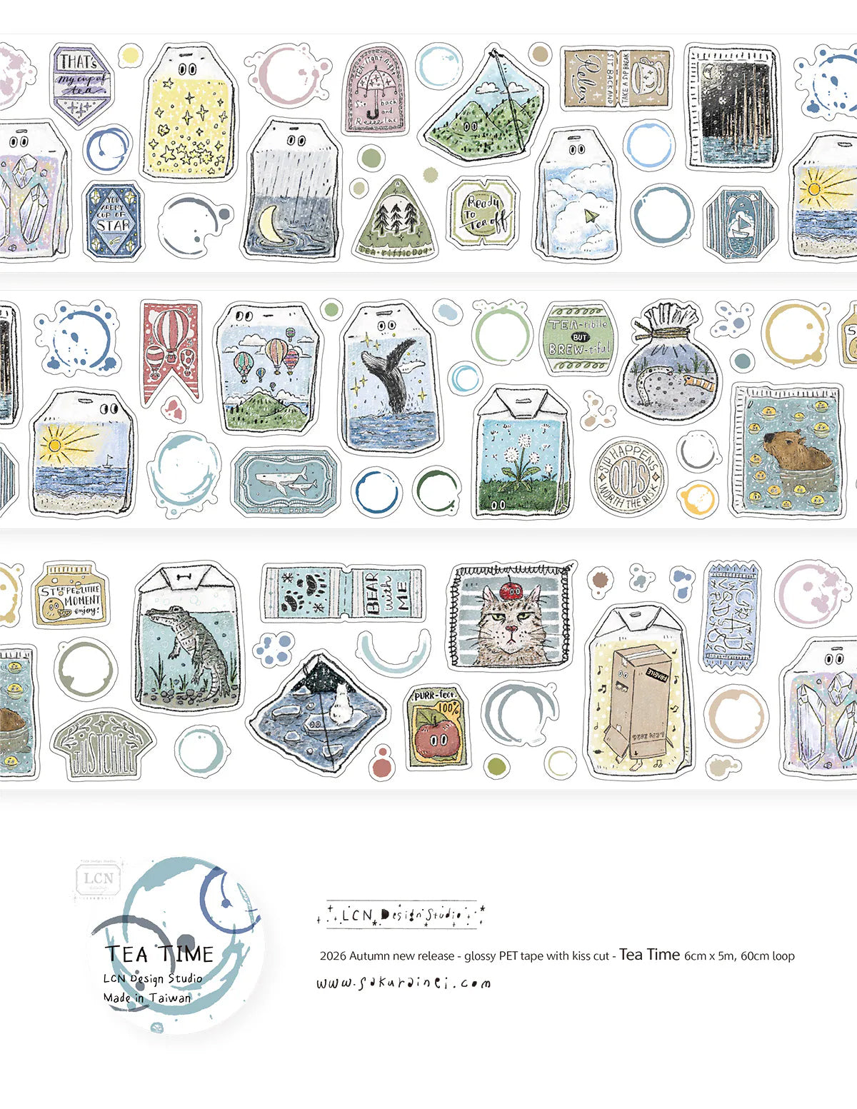 LCN Design Studio: Tea Time Kiss-Cut PET Tape