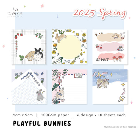 Lacreme Memo Pad: Playful Bunnies