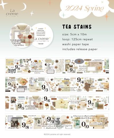 Lacreme Washi Tape: Tea Stains
