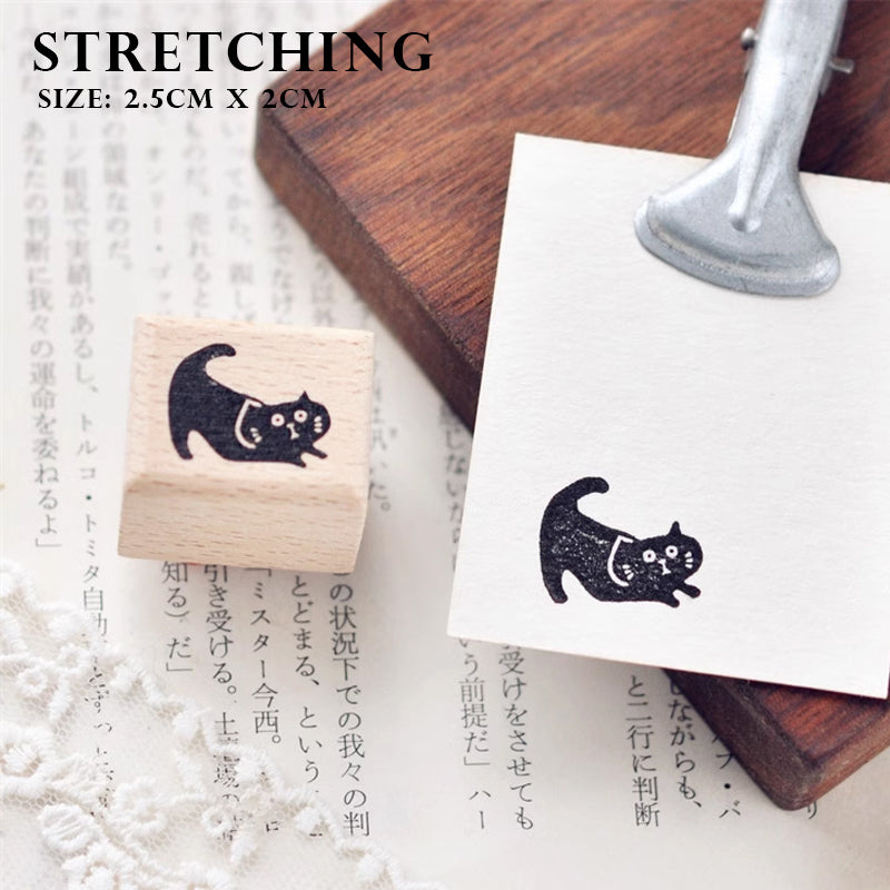 Maru Stationery: Black Kitty Rubber Stamp
