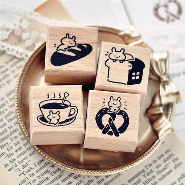 Maru Stationery: Bunny Cafe Rubber Stamp