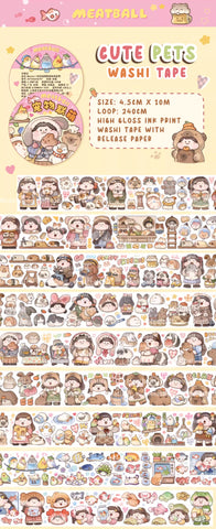 Meatball Washi Tape: Cute Pets
