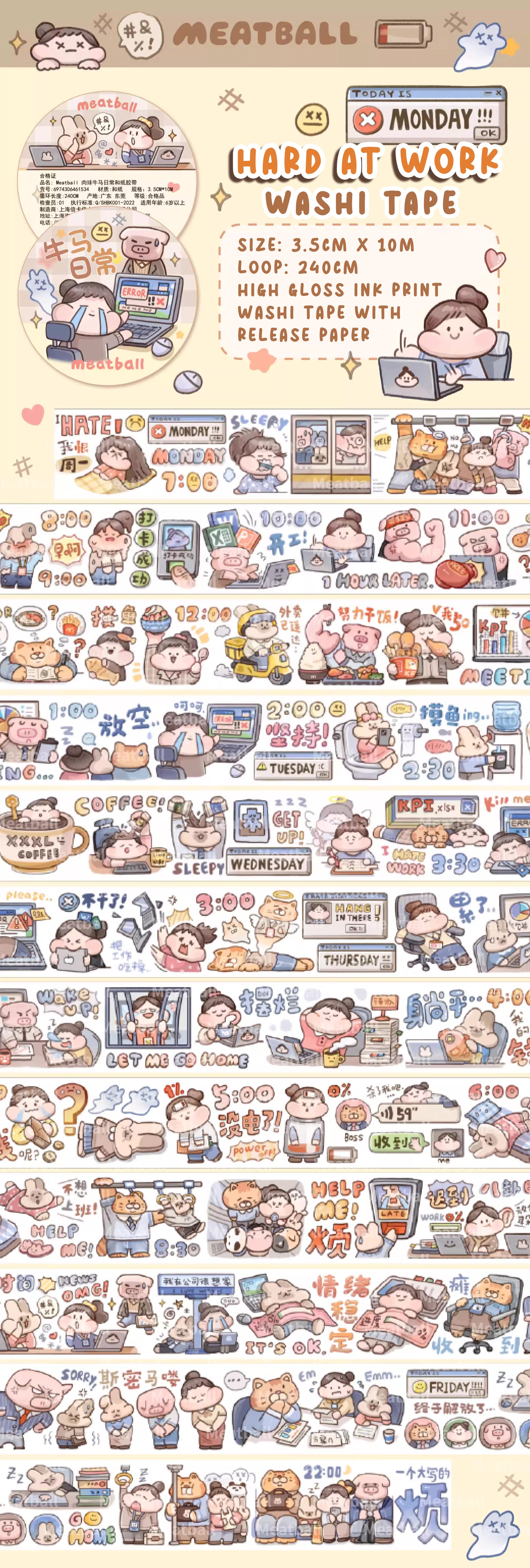 Meatball Washi Tape: Working Hard