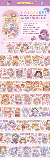 Meatball Sticker Washi Tape: Horoscope