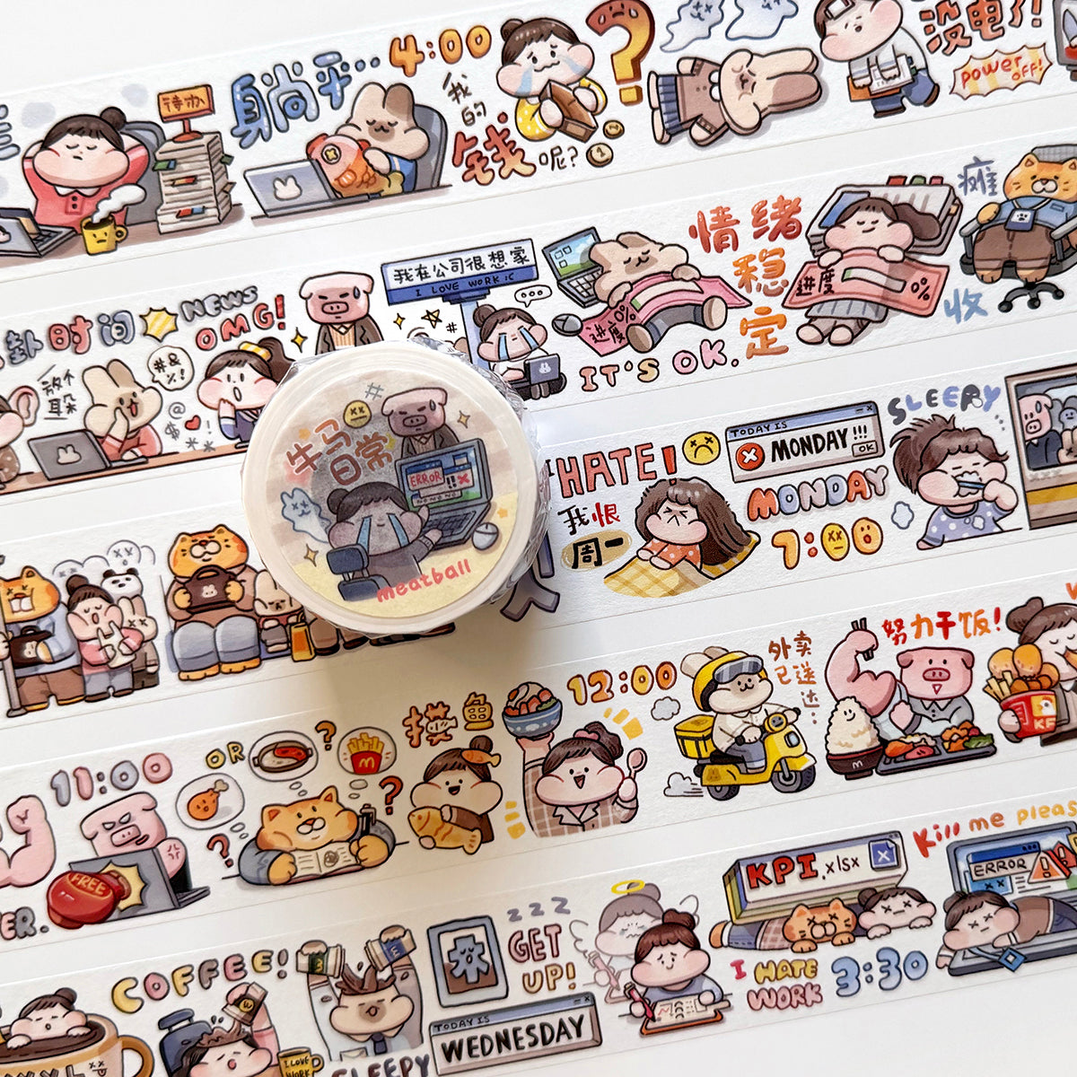 Meatball Washi Tape: Working Hard