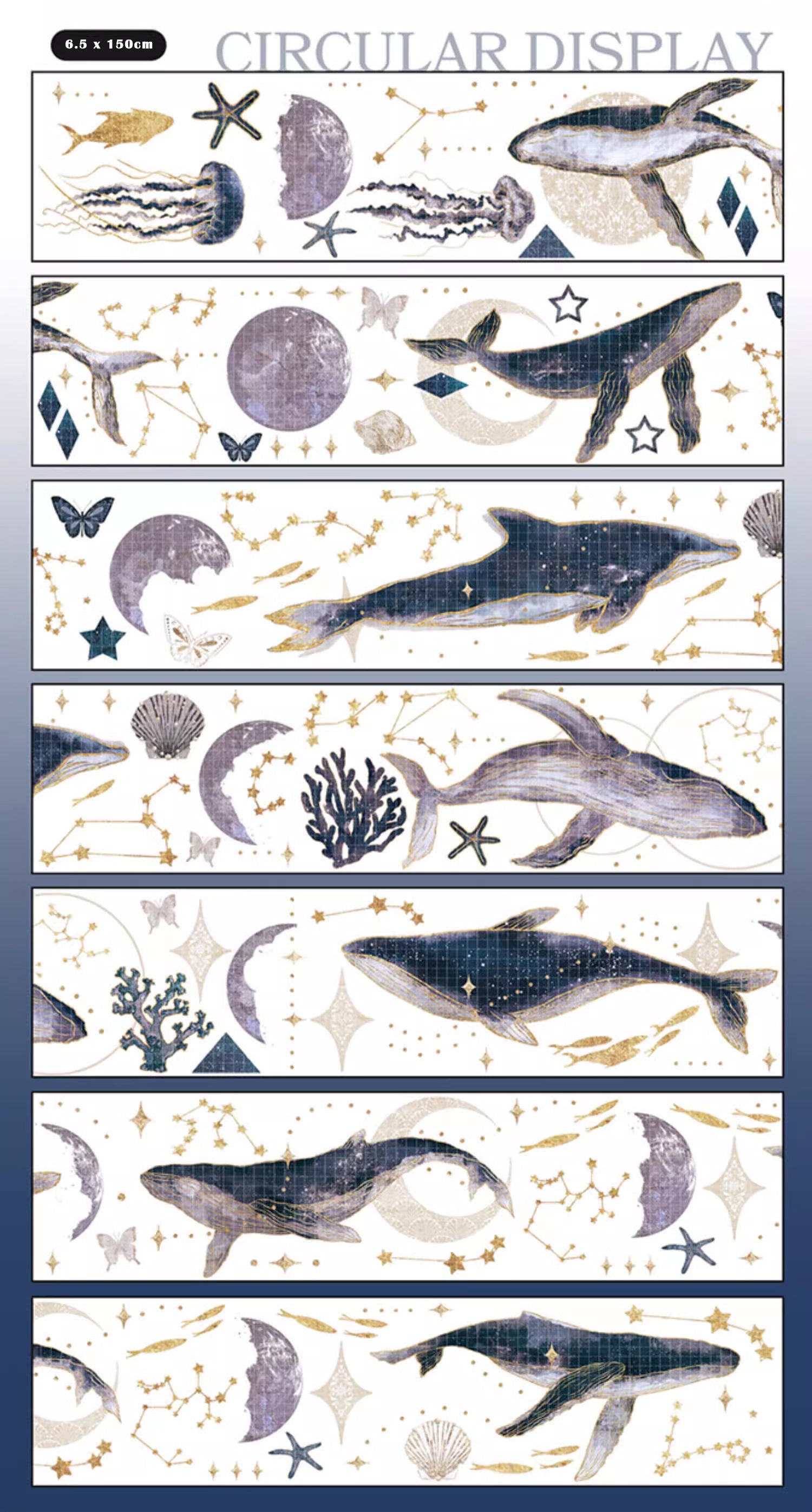Menu Stationery Tape Sample: Galaxy of Whales