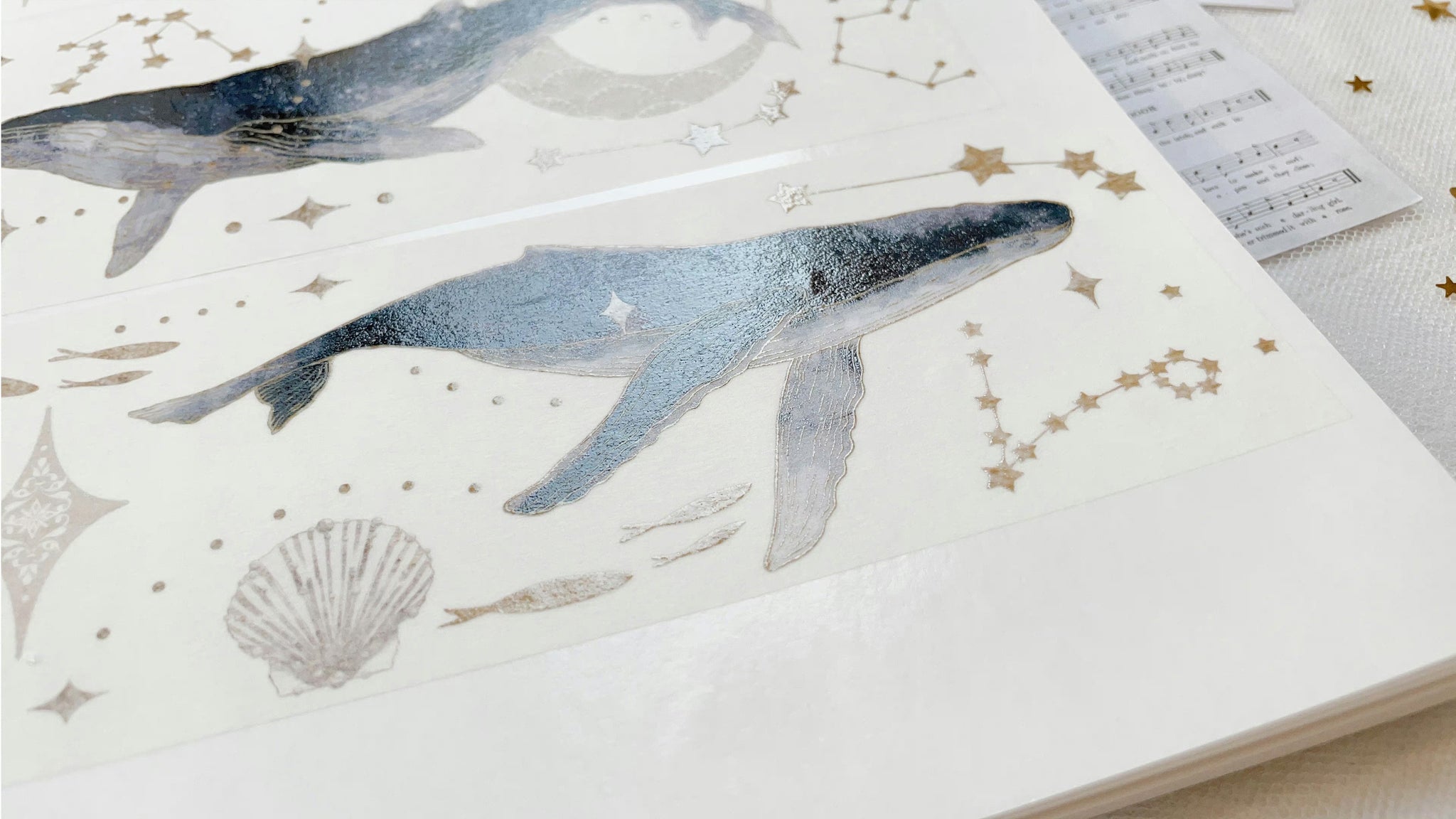 Menu Stationery Masking Tape: Galaxy of Whales