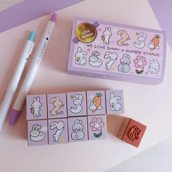 Micia Rubber Stamps Set: Bunny Numbers