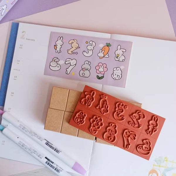 Micia Rubber Stamps Set: Bunny Numbers
