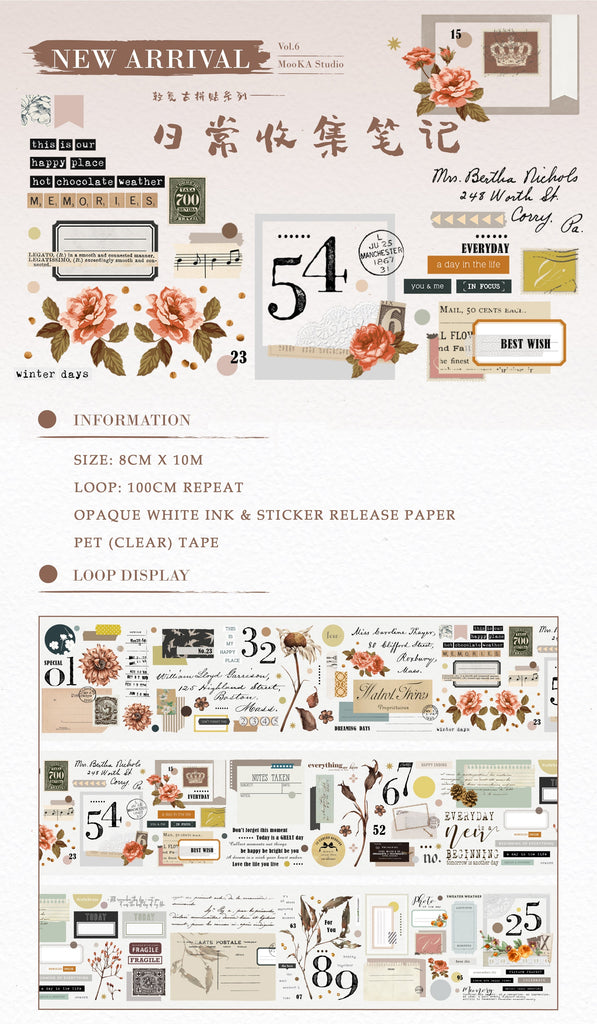 Mooka Studio Masking Tape: Daily Collection of Notes