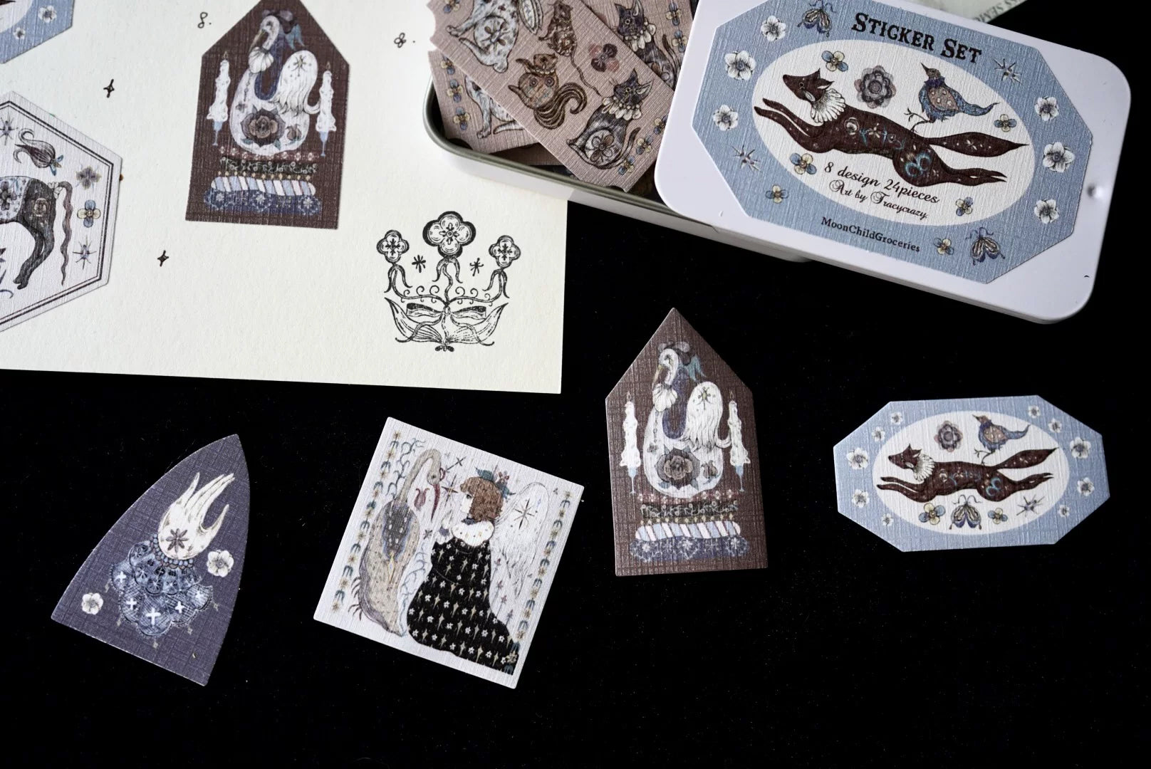 Moonchild Groceries: Book of Secret Candles Tin Can Stickers