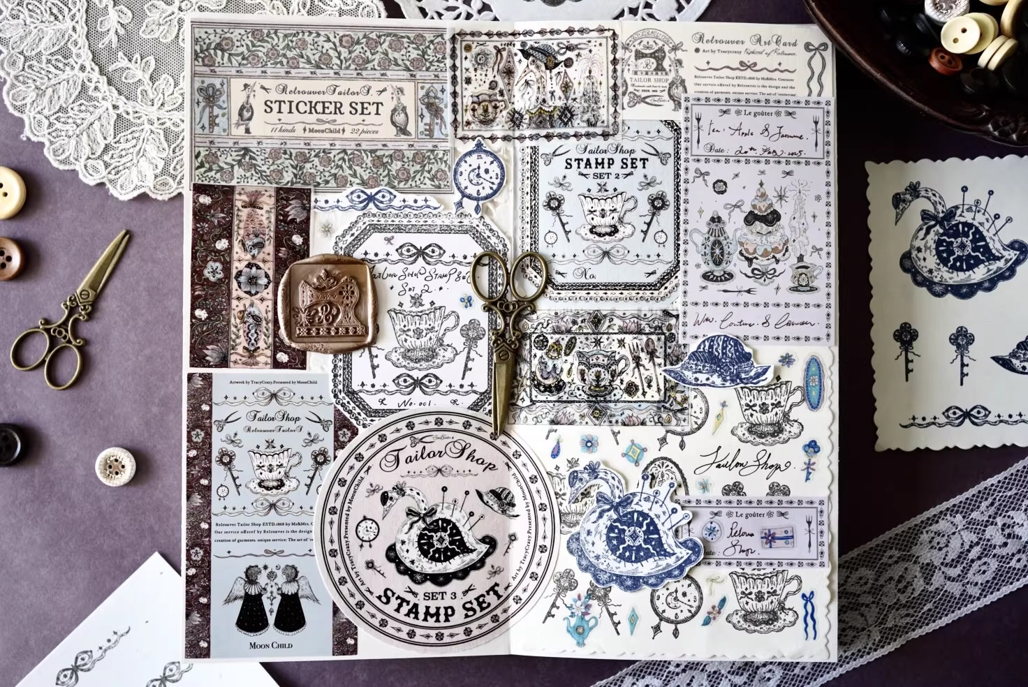 Moonlight Groceries: Retrouver Tailor Shop Sticker Pack