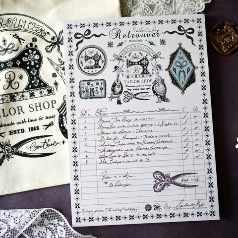 Moonchild Groceries: Retrouver Tailor Shop Ledger Memo Pad