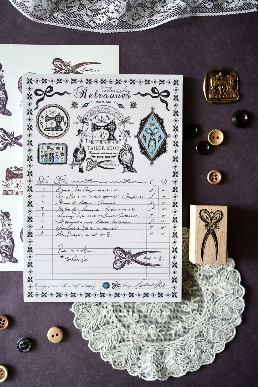 Moonchild Groceries: Retrouver Tailor Shop Ledger Memo Pad
