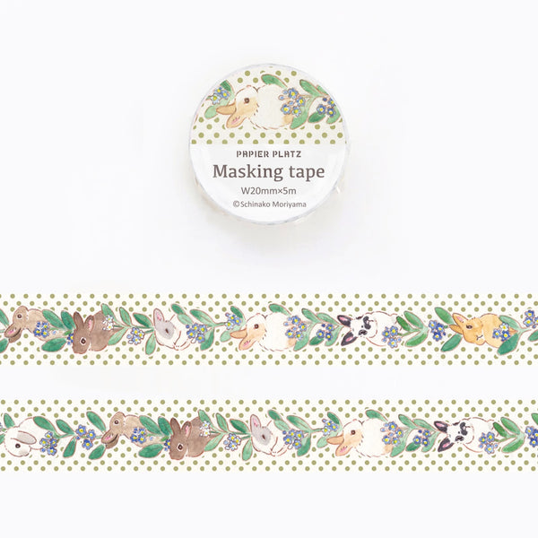 Moriyama Schinako x Papier Platz Washi Tape: Bunnies and Flowers