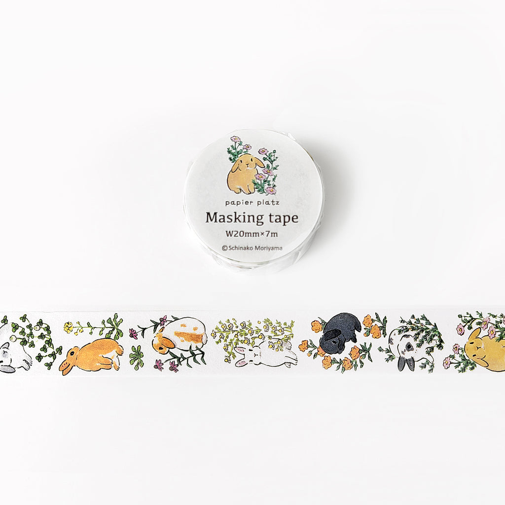 Moriyama x Papier Platz Washi Tape: Bunnies and Flowers