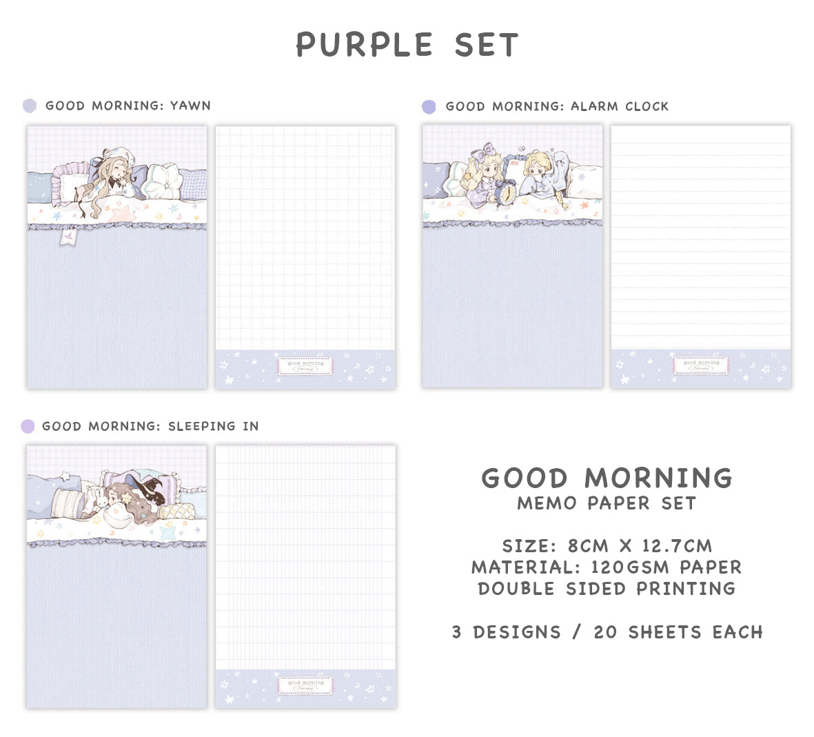 Neinei Illustration Memo Paper: Good Morning and Good Night