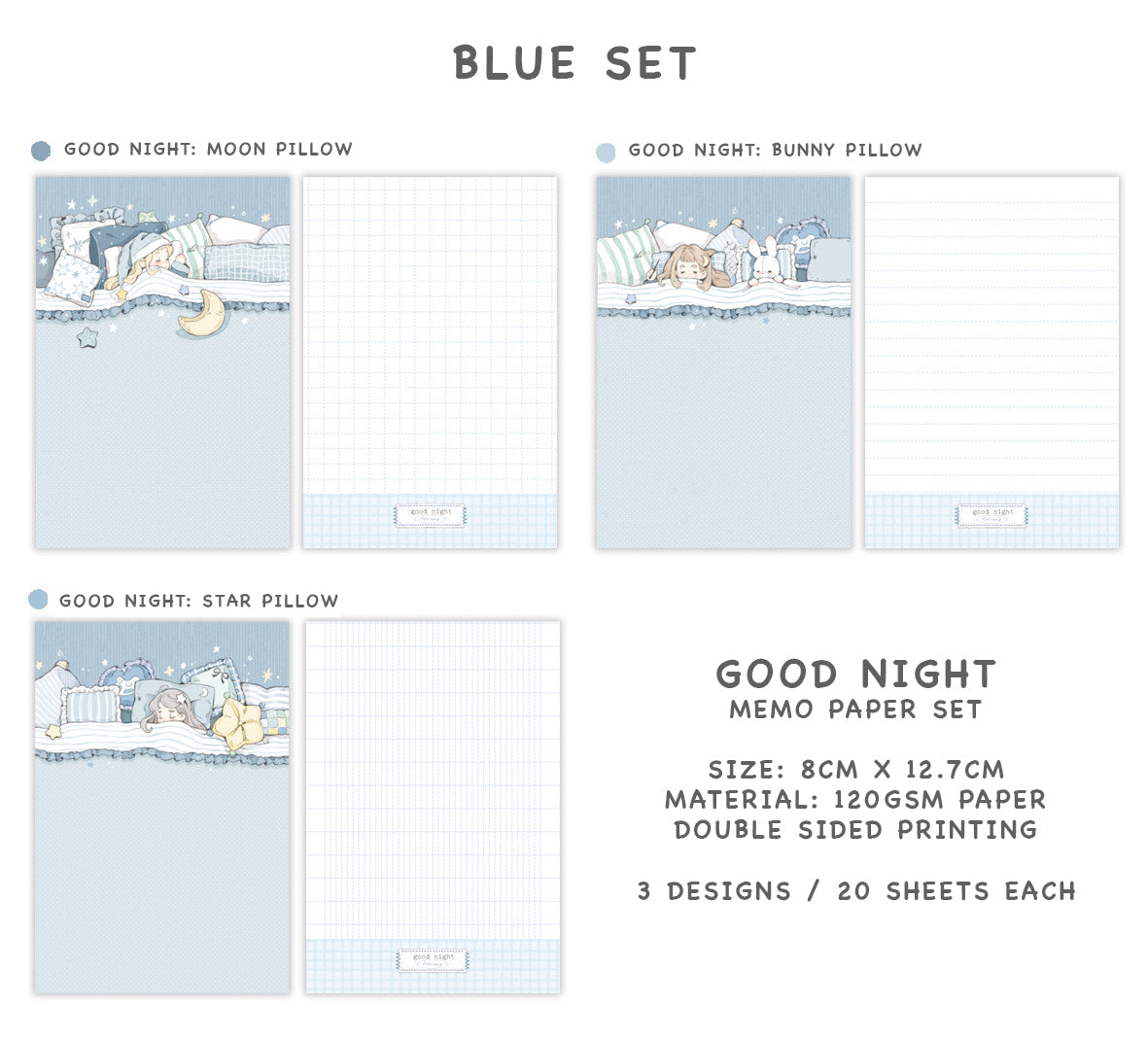Neinei Illustration Memo Paper: Good Morning and Good Night