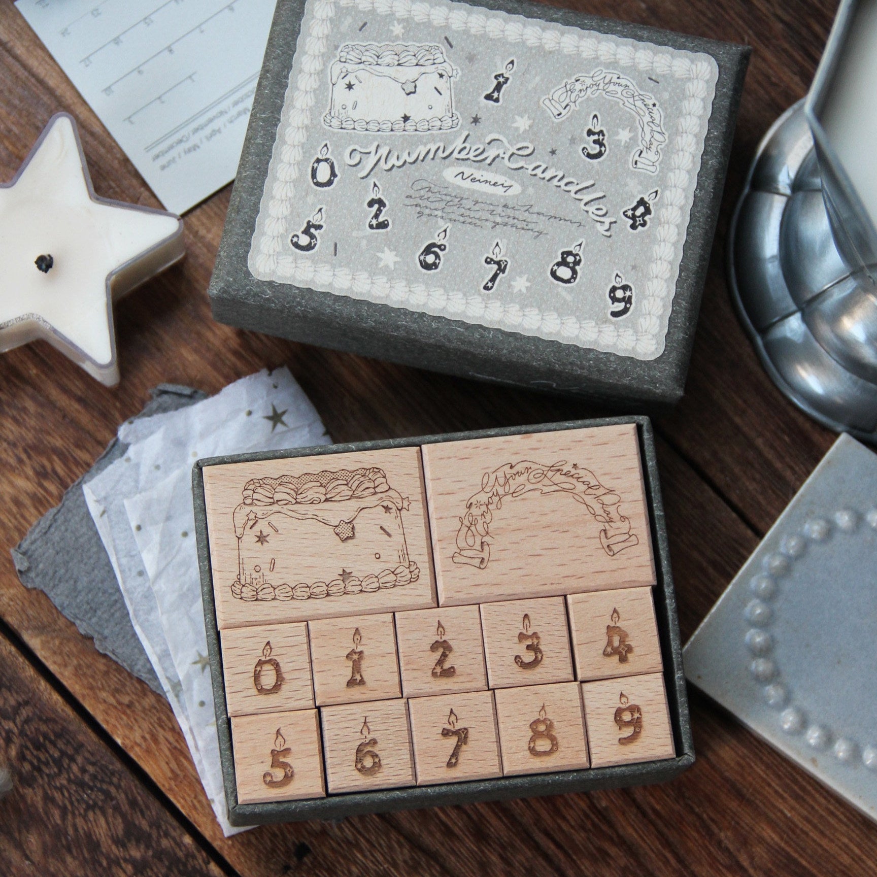Neinei Illustration Stamps Set: Number Candles