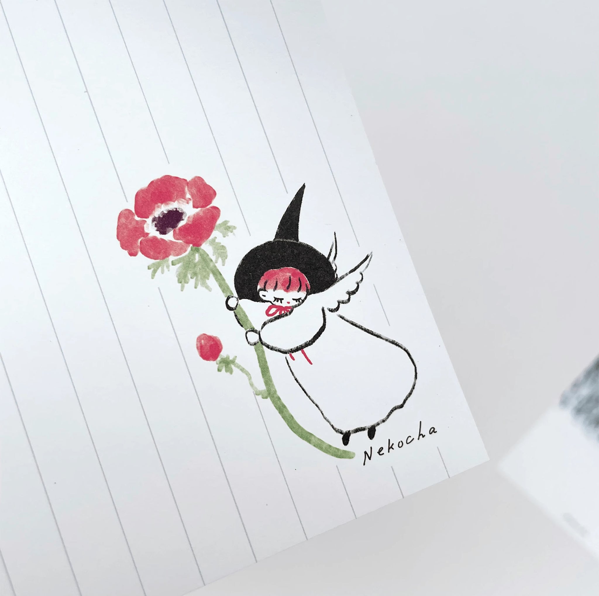 Nekocha Memo Pad: Anemone Flower Witch
