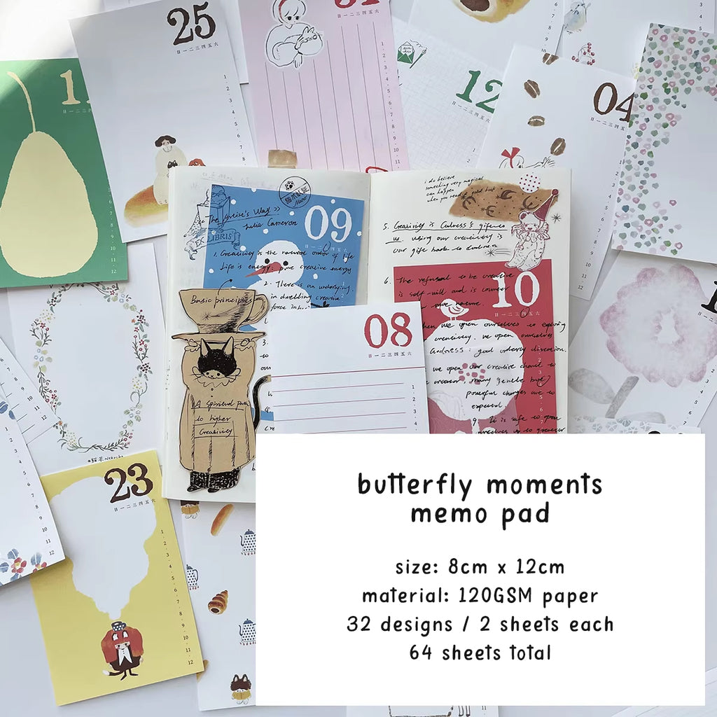 Nekocha Memo Paper: Butterfly Moment