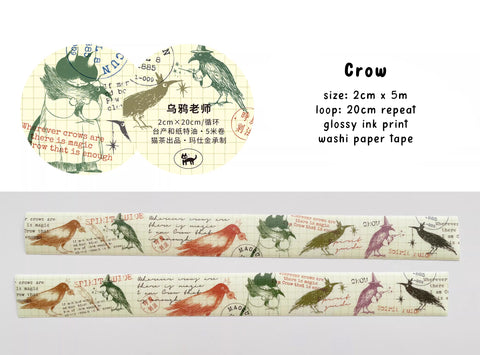 Nekocha Washi Tape: Crow