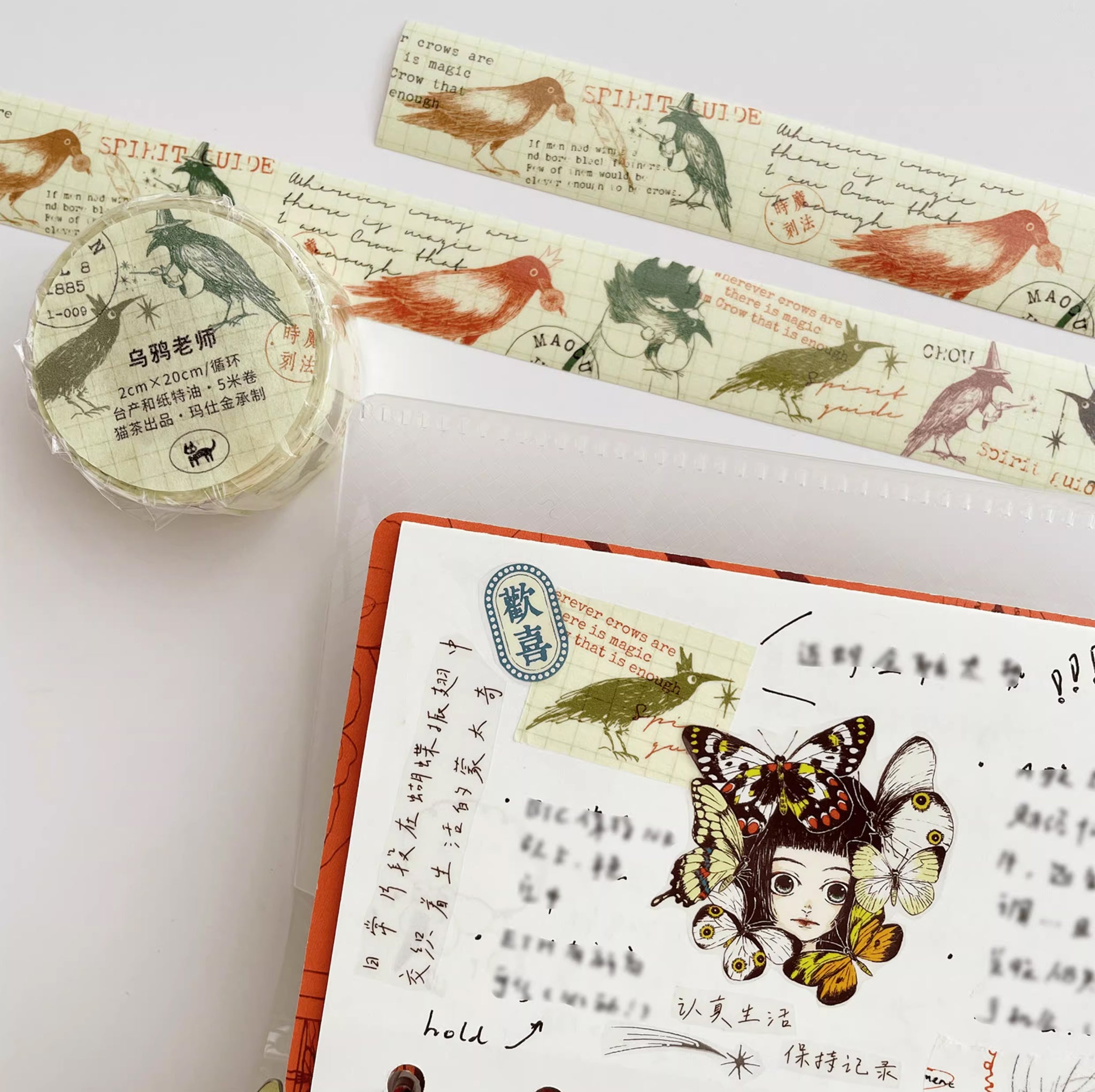 Nekocha Washi Tape: Crow