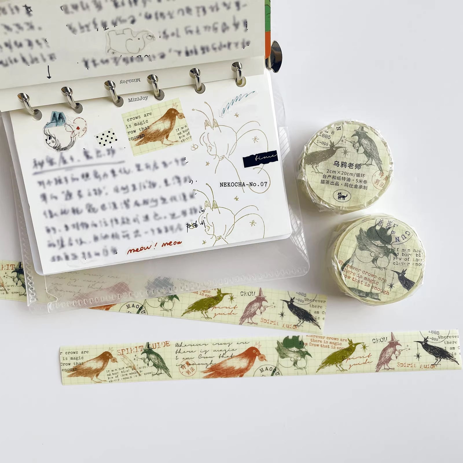 Nekocha Washi Tape: Crow