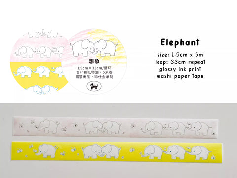 Nekocha Washi Tape: Elephant
