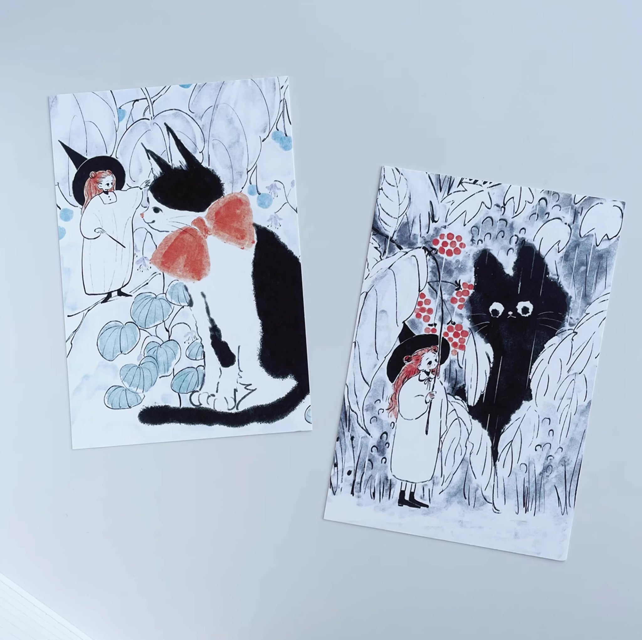 Nekocha Postcards: Little Witch and Big Cat