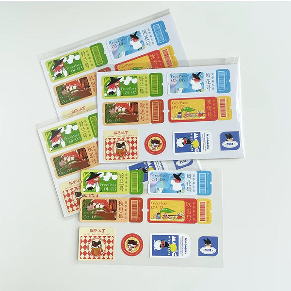 Nekocha Sticker Sheet: Tickets (White)