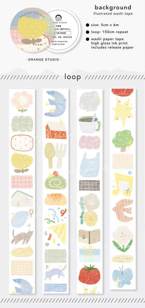 Orange Studio Washi Tape: Background and Graffiti