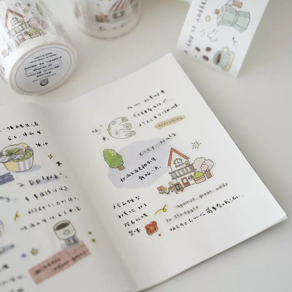 Orange Studio Washi Tape: Coffee & Snacks and Countryside Town