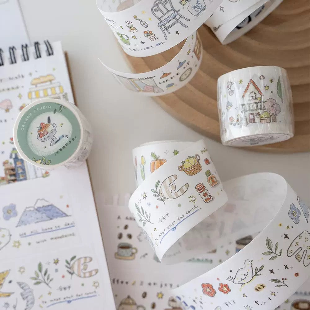 Orange Studio Washi Tape: Coffee & Snacks and Countryside Town