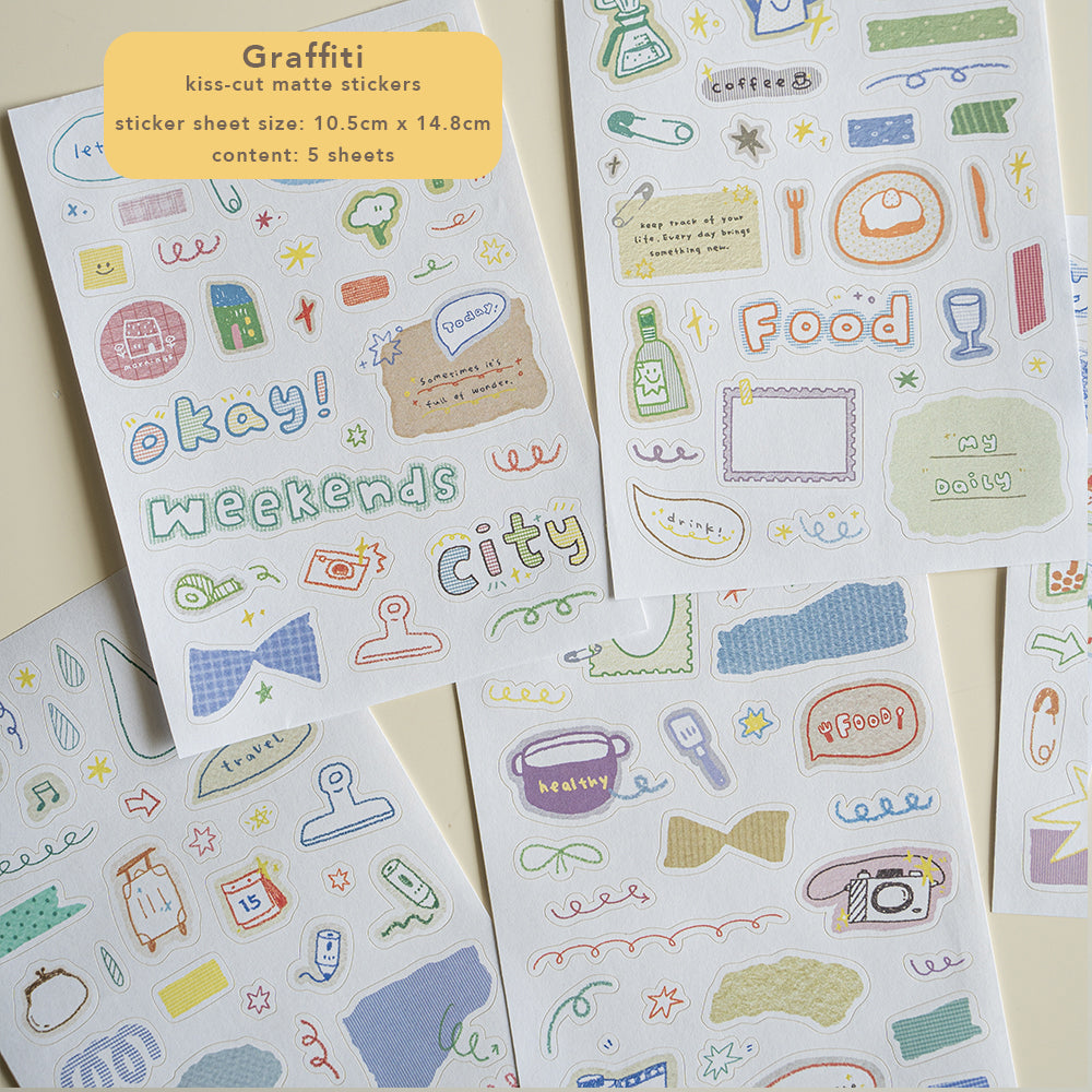 Orange Studio Sticker Sheet: Background and Graffiti