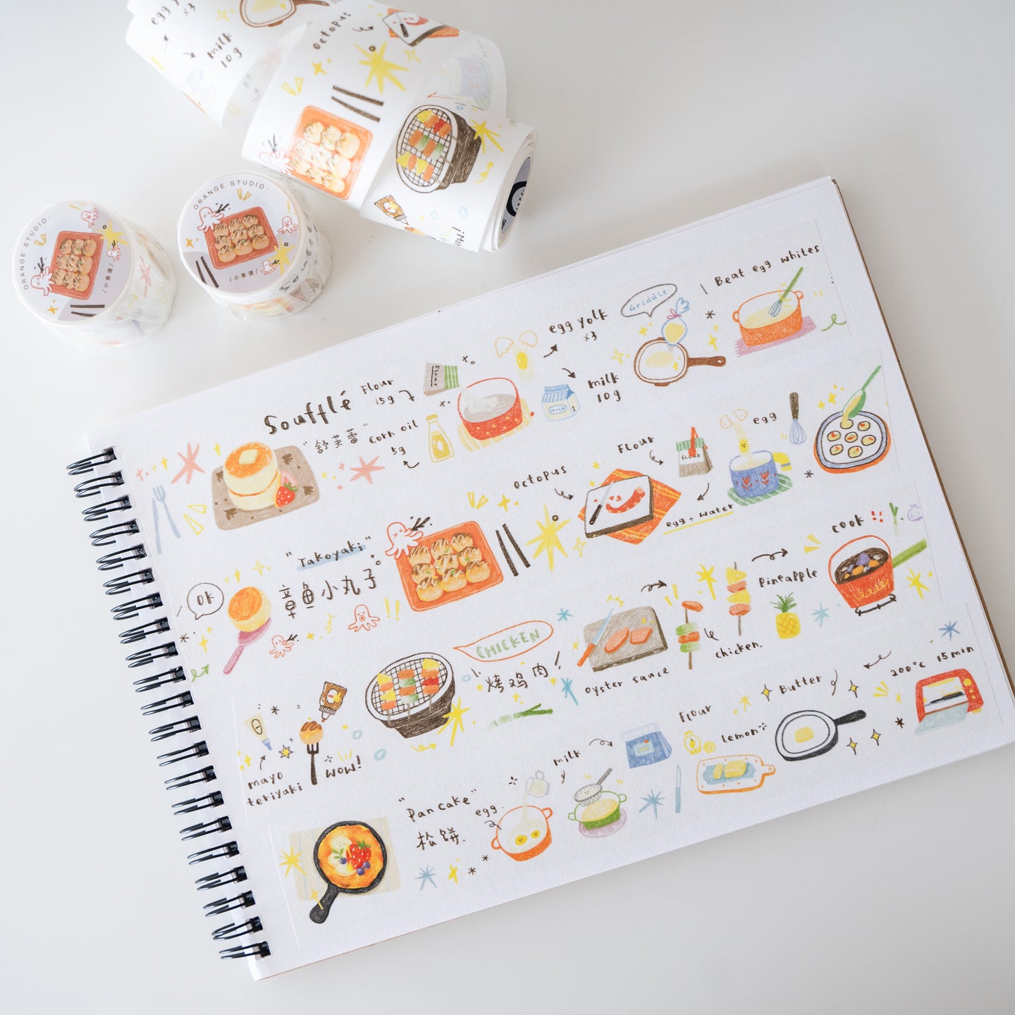 Orange Studio Washi Tape: Food Menu and Snacks Menu
