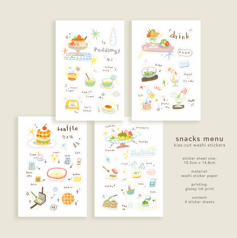 Orange Studio Sticker Sheet: Food and Snacks Menu