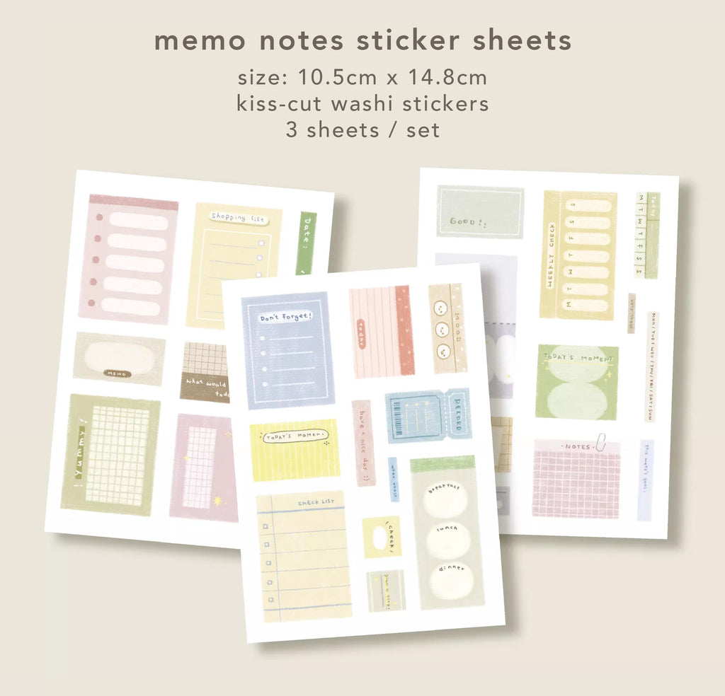 Orange Studio Sticker Sheet: Memo Notes and Frame Doodles