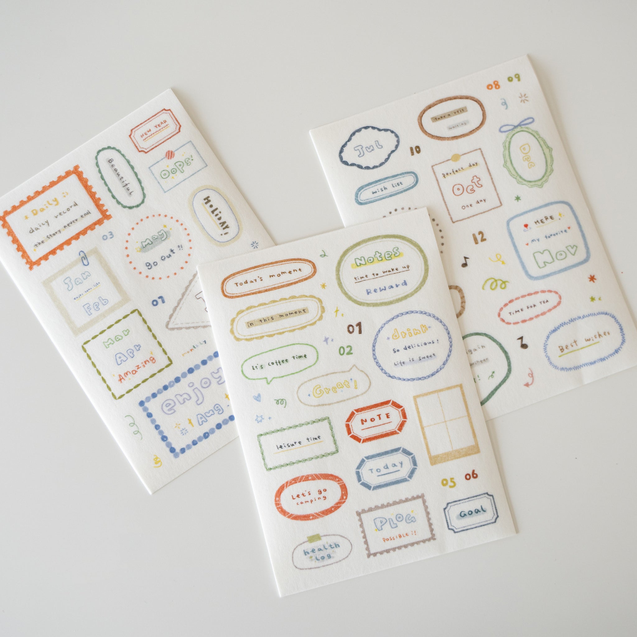 Orange Studio Sticker Sheet: Memo Notes and Frame Doodles
