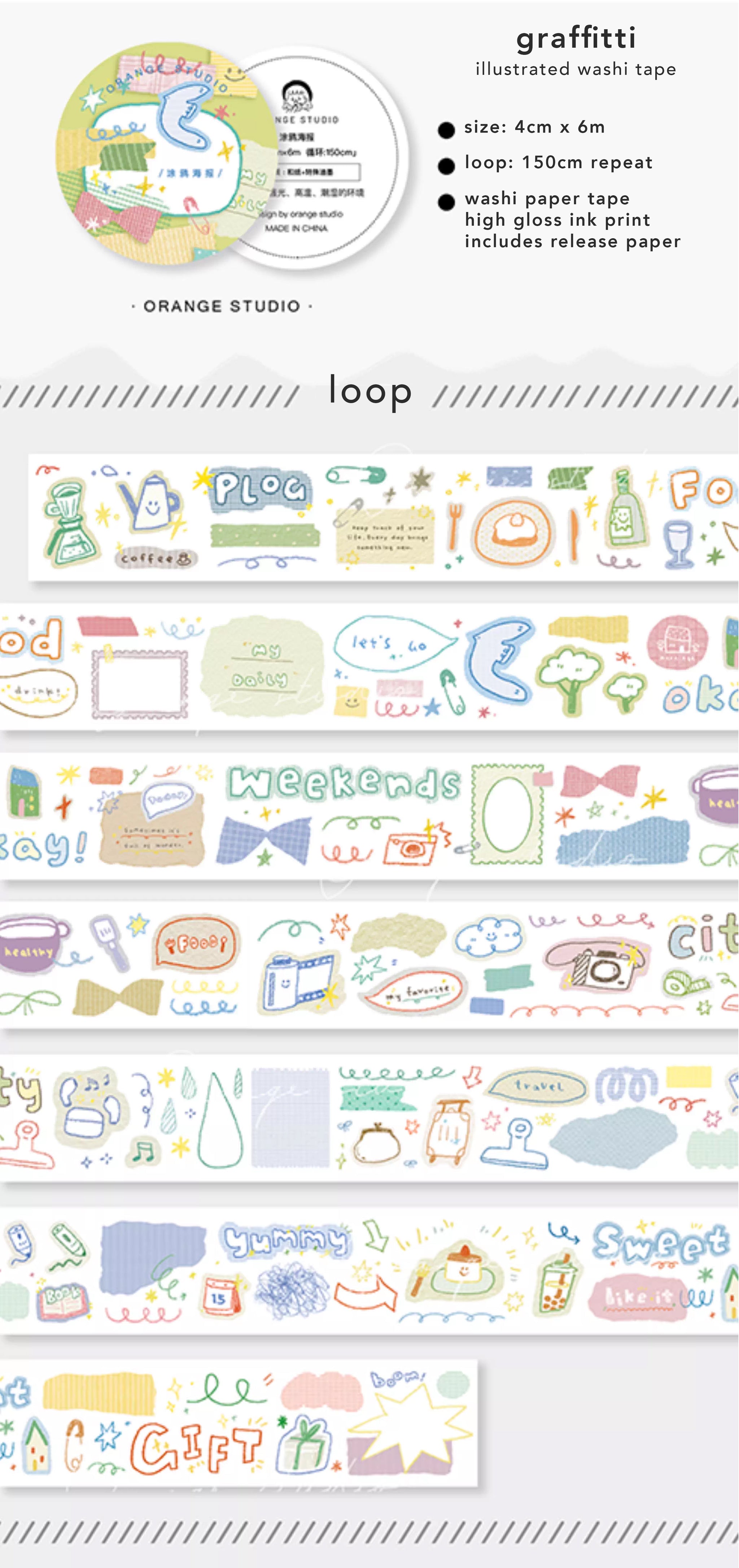 Orange Studio Washi Tape: Background and Graffiti