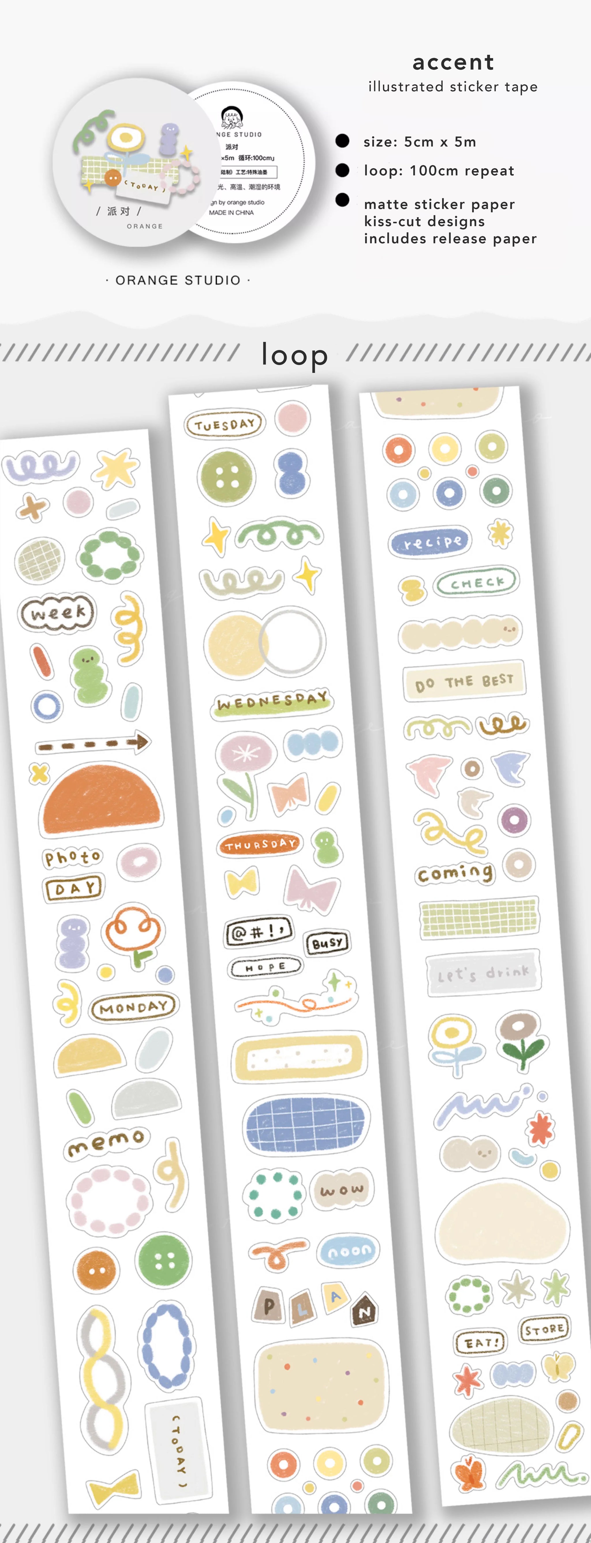 Orange Studio Masking Tape: Kiss-Cut Sticker Tapes