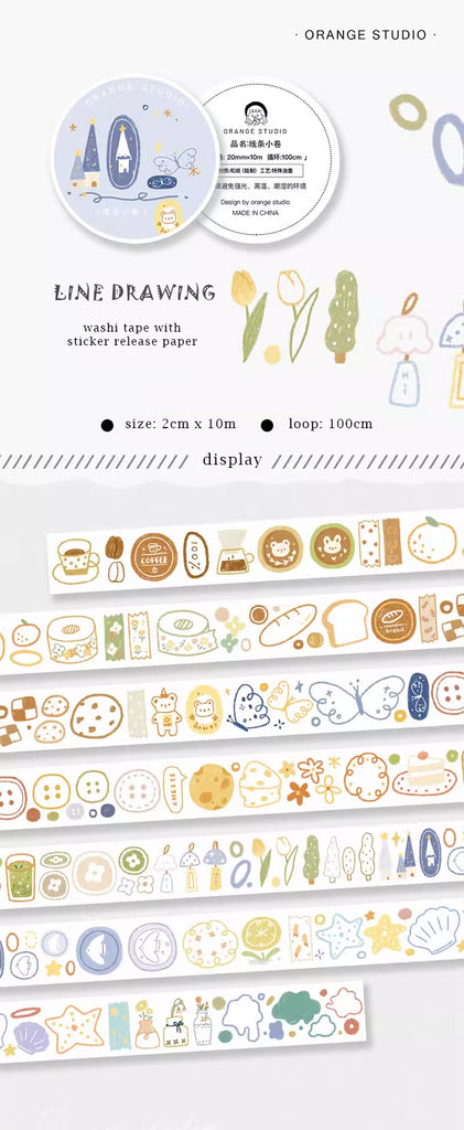 Orange Studio Washi Tape: Line Drawing